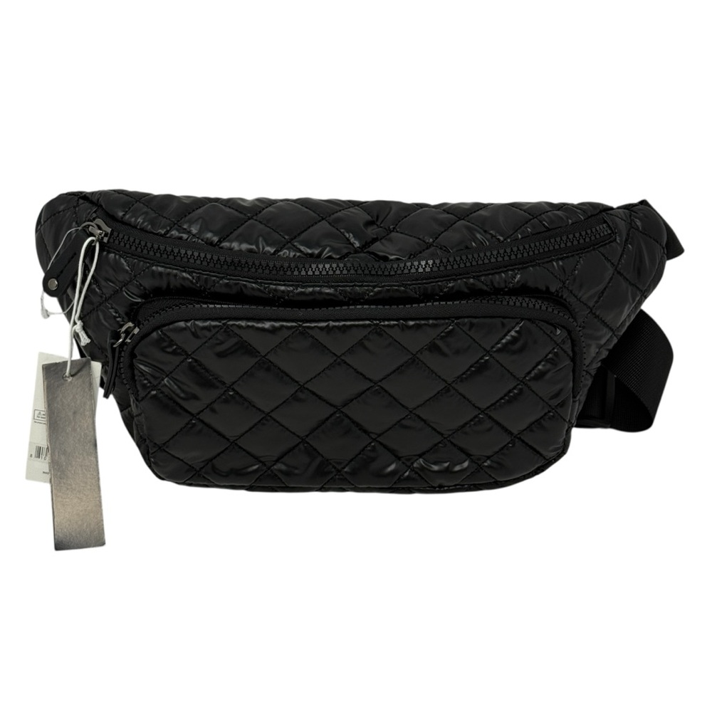 Nollia Sleek Black Quilted Belt Bag Fanny Pack Woman Men Sleek Chic Waist Bag